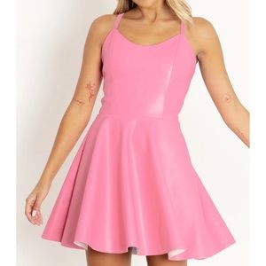 BM BUBBLEGUM PINK MOTO STRAPPY DRESS